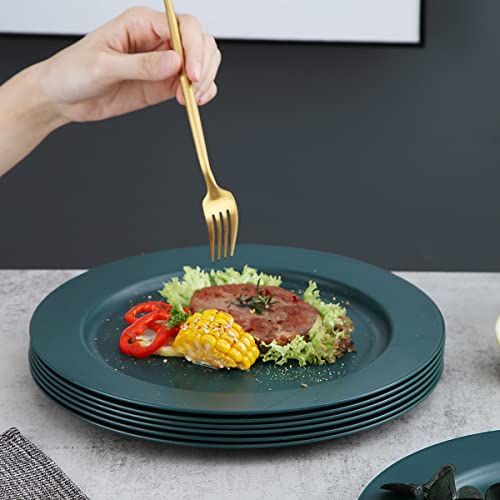 Kyraton 25cm Teller Set 8er, Abbaubar Gesunde Unzerbrechliches Plastikteller Kuchenteller für Kinder und Erwachsene, Leichte pastateller, BPA-Frei Essteller Mikrowellen