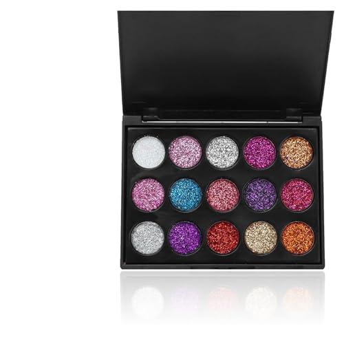Paleta de sombras de olhos de Shimmer Glitter paleta, 15 cores, impermeável, com roxo, paleta de sombras de olhos, sombra de olhos brilhante, cores naturais misturadas de longa duração