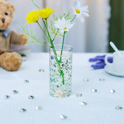 Image of CYS EXCEL Clear Glass Gemstone Beads Vase Fillers (1 LB) Flat Marble Beads Multiple Color Choices Aquarium Decor Rocks Floral Stones Decorative Mosaic Gem Pebbles (Approx. 85-100 PCS)