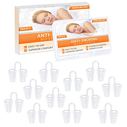 Écarteur Nasal Anti-Ronflement, Lot de 12 Dilatateur en Silicone Dur de Taille MEDIUM  Facilite la Respiration Pendant le Sommeil  Aucune Gêne, Confortable, Souple  Par Moby Lock Beauty