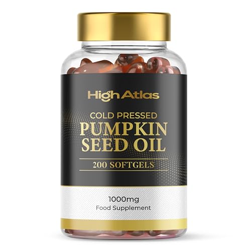 Pumpkin Seed Oil Soft Capsules - 200 Count (3000mg Per Serving) High Potency, Cold Pressed Extra Virgin Softgels (Non-GMO) by HighAtlas