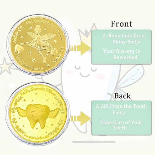 16 Stück Zahnfee Münzen,Gedenkmünzen,Zahnfee Goldtaler,Goldmünzen Kinder,Geschenk Zahnfee Münzen,Tooth Fairy Coins,Verlorenen Zahn Kinder Geschenke Souvenir,Zahnfee Geschenke Ideen für Mädchen Junge