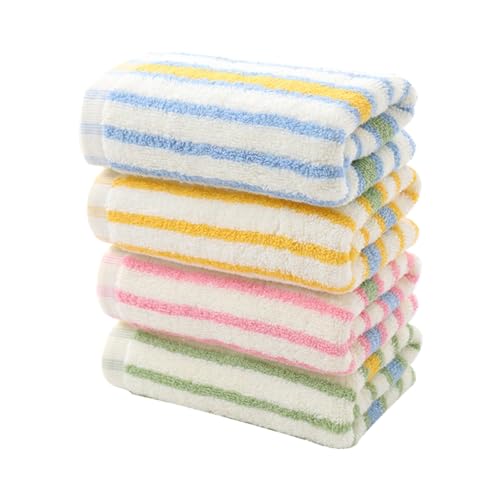 LIFKICH 4 Stück Baumwollhandtücher Bunt Gestreift Saugfähige...