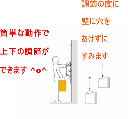 Amazon | 三段吊り ピクチャーレール ワイヤー 自在金具 x3 壁掛け
