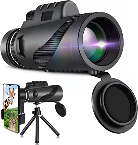単眼鏡 80X100 BAK4プリズム 暗視望遠鏡 スタースコープ 調節可能な三脚付き ハンドヘルド単眼鏡 スマホ 三脚 防水 (ブラック)