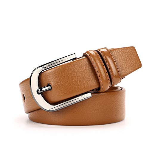 Cinturón de hombre, cuero artificial, hebilla de aleación con hebilla de aguja, vestidor para jeans, informal, vaquero, ropa de negocios y de trabajo (Color : Yellow, Size : S)