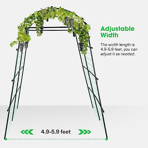 VIVOSUN 7Ft. Arch Trellis for Climbing Plants, 7 x 6 x 7ft Tall Metal Tunnel Trellis, Lightweight Metal Plant Support Archway with Nylon Netting for Climbing Vine, Vegetables, Fruits, Flowers, Black by VIVOSUN - Image 5