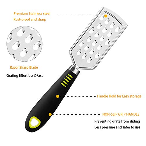 image for Handheld Cheese Grater, Lirches 5 in 1 Lemon Zester, Stainless Steel G