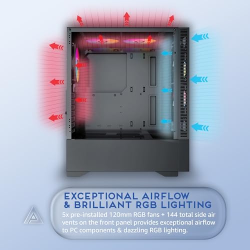 Carcasa para PC para juegos Apevia Eclipse Mid Tower con 5 ventiladores ARGB 5