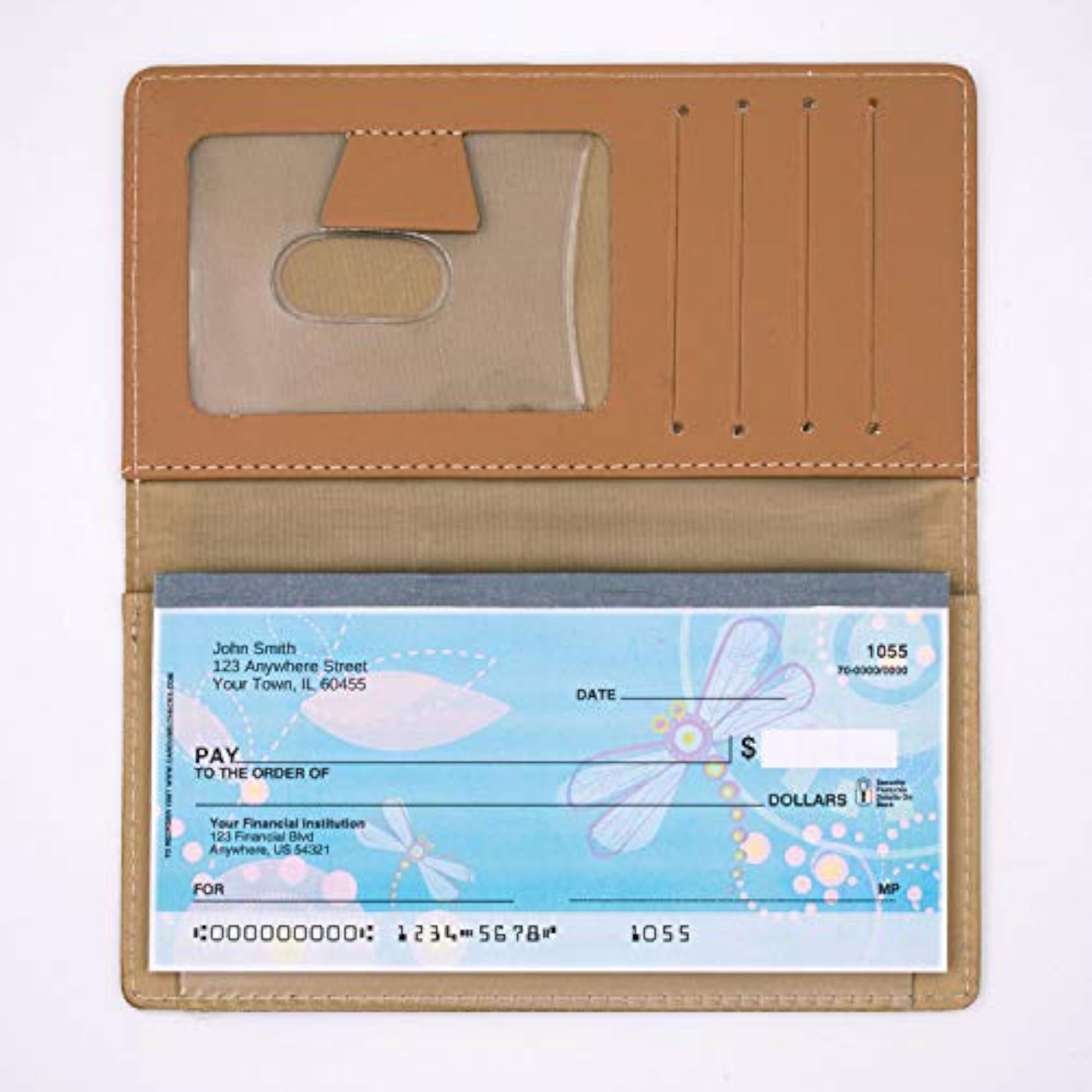 PU Leather Checkbook Cover, Flat White