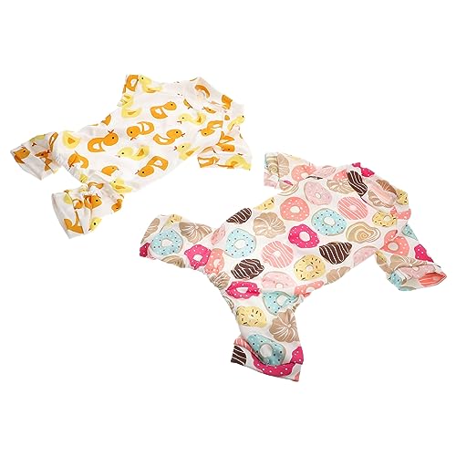 Milisten 2個 ペットパジャマ 犬 ペット用品 おもちゃ わんわん パーカー ダックスフンド ハスキー チェック柄のパジャマ ジャンプスーツ の装飾服 暖かい衣装 コットン
