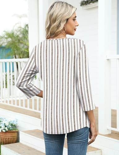 Image of LOMON Womens 3 /4 Length Sleeve T Shirts Asymmetrical Neck Tops Business Blouses for Women Fashion 2026