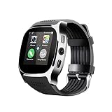 Smart Watch, Bluetooth 5.0 Relojes para Hombres Mujeres Soporte Tarjeta SIM - Rastreador De Fitness con Monitor De Ritmo Cardíaco 1.54 Pulgadas Pantalla Táctil Smartwatch,Negro
