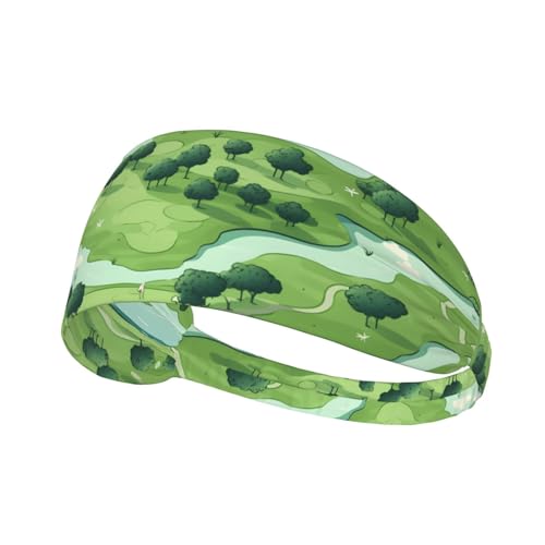 Diadema deportiva elástica unisex que absorbe la humedad atlética para correr, entrenar, deportes al aire libre, hermosa impresión de campo de golf