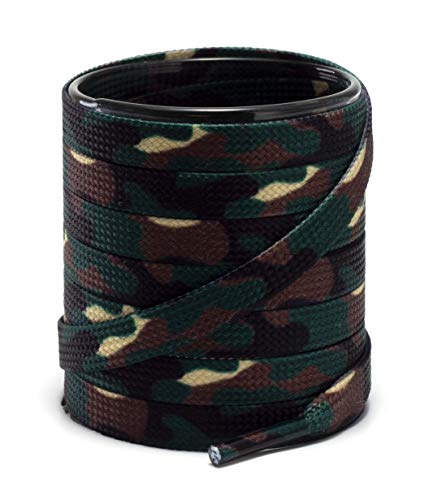 Shoemate Stylish 5/16" Flat Shoelaces for Fashion Sneakers and Skate Shoes, Shoe Strings, 04 Camo Two, 45"(114cm) 7-JunLv MCF-114-7