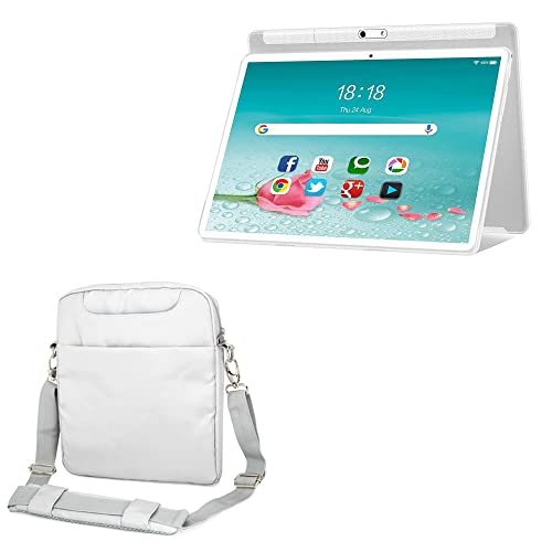 BoxWave Case Compatible with BAIWOYER Android 11 Tablet K118 (10.1 in) - Encompass Urban Bag, Over Shoulder Messenger Straps Handle Bag Pockets - Cool Grey