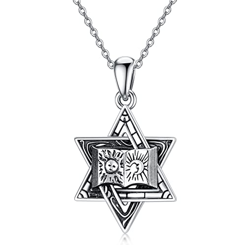 Proess Star Of David Necklace Sterling Sliver Sun And Moon David Hexagram Pendant Jewish Jewelry Gifts For Men Women #TOP26