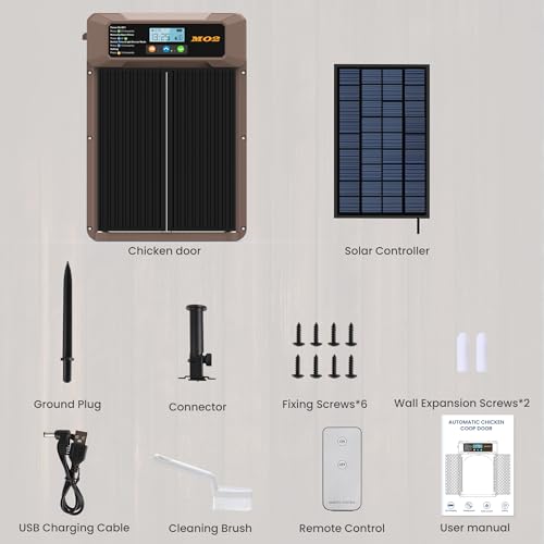 Abridor automático de porta de galinheiro, alimentado por energia solar, com tela LCD
