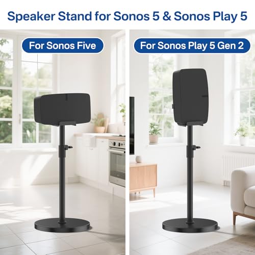 Soporte de altavoz de suelo para Sonos Five y Play 5 de altura ajustable en color negro 2