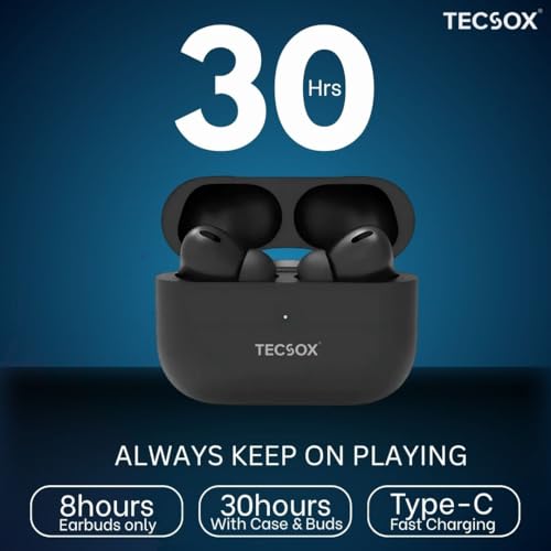 Tecsox TecPod Pro Wireless Earbuds, Matte Black - Image 7
