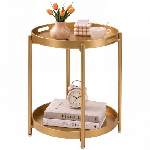 Gold Removable-Tray Side Table