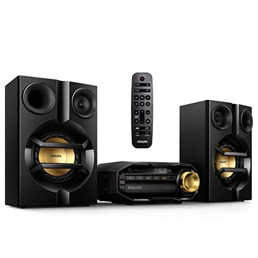 Philips FX10 Bluetooth Stereo System for Home with CD Player , MP3, USB, FM Radio, Bass Reflex Speaker, 230 W, Remote Control Included