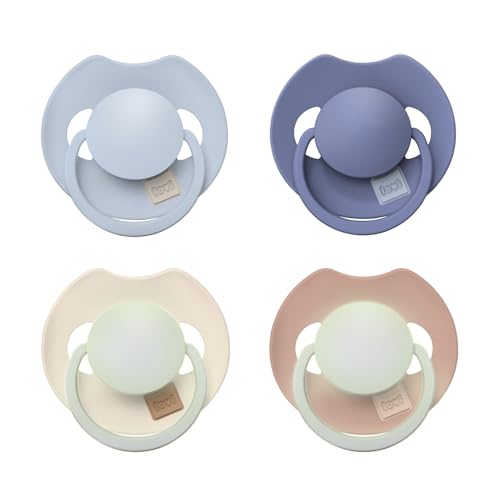 Difrax LOVI Sucette Dynamique 0 à 6 Mois - Bundle Beige, Marron, Bleu Clair & Marine - 4 Pièces - Sans BPA
