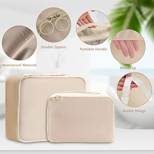 Meowoo Reisorganisator Verpakkingstassen Bagagetassen, 8 stuks Reisverpakkingsblokjes Kubussen voor Koffers, Reizen, Bagage, Organizer (Beige) - Image 5