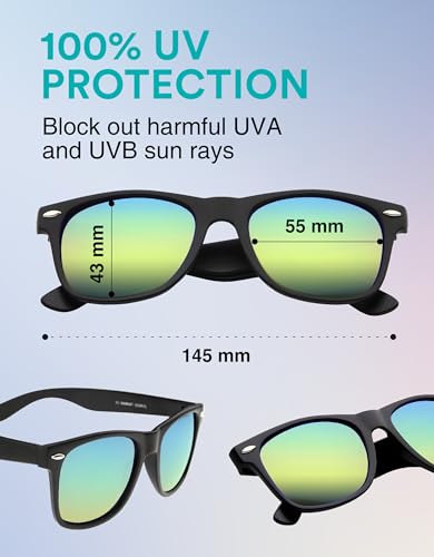 Image of zeroUV - Classic Colored Mirror Lens Square Horn Rimmed Sunglasses for Men Women