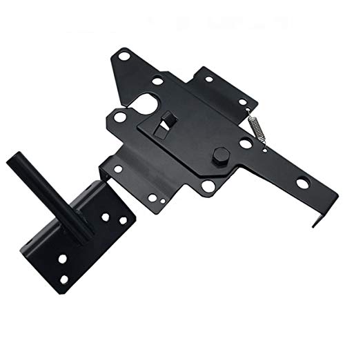 Self-Locking Gate Latch Heavy Duty Post Mount Automatic Gravity Lever Wood/PVC Fence Gate Lock with Fasteners Hardware,for Secure Pool |Yard | Garden, Steel,Black