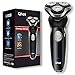 Qhot Electric Razor for Men, 3D Floating Rotary Shaver, Wet & Dry Rechargeable Electric Razor with Pop-Up Trimmer, 100 Mins Runtime, Non-Slip Handle(Black)