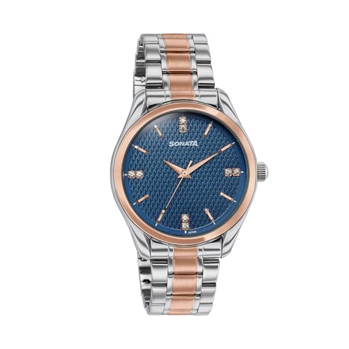 Image of Sonata Jashn with Quartz Analog D. Blue Dial IPS /IPRG Strap Men's Wedding Watch - 77206KM04