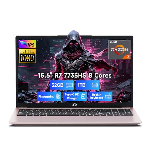 Image of NIMO 15.6 inch FHD Gaming-Laptop, AMD Ryzen 7 7735HS 32GB DDR5 RAM 1TB SSD((8C /16T,Beat i7-12650H), Radeon 680M GPU for Content Creators Designers AI Tasks Streaming,100W Fast PD-Charging 2-Yr-Warranty
