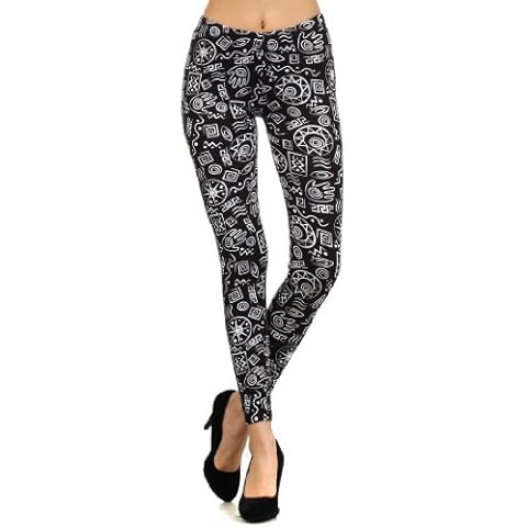 Fashion Mic Stella Elyse Funky Print Cotton Leggings (Regular (S/M), Hieroglyphics) Cover