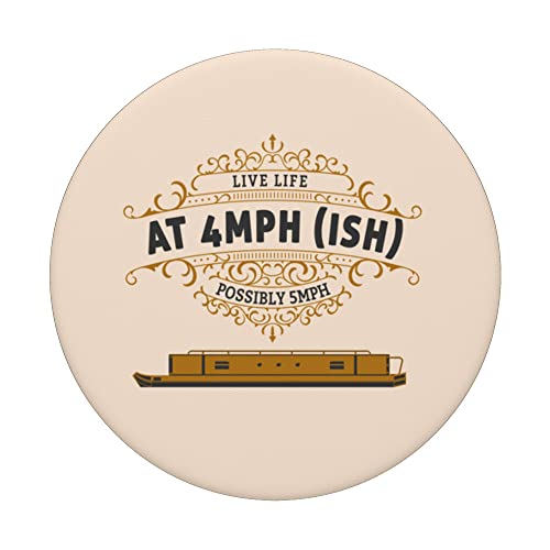 Narrowboat Design & Canal Boat Idea For Men & Boat Owners PopSockets Swappable PopGrip, Black - Image 3