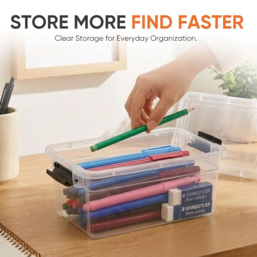 Image of Superio 1.85 Quart Clear Plastic Storage Boxes with Lids, Stackable Organizer Containers, BPA-Free Storage Bins for Home, Office, School & Dorm, 10 Pack