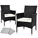 tectake 404549 2er Set Poly Rattan Gartenstuhl inkl. Kissen und 2 Bezugssets & Edelstahlschrauben, schwarz/beige