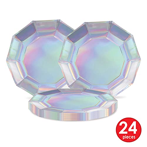 Assiettes en papier irisé au design élégant pour table chic - 5