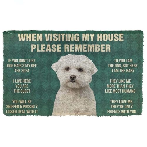���փ}�b�g �}���`�[�Y���̉Ƃ̃��[�����o���Ă����Ă������� 50×80cm doormat Dog Please Remember Maltese Dog's House Rules