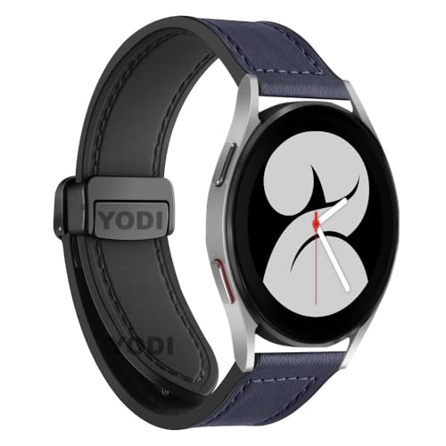 Image of YODI Watch Strap Compatible with Redmi Watch 5 Lite smartwatch, Genuine Leather Hybrid Watch band with Magnet Folding Buckle for men women (LEATHER BLUE)