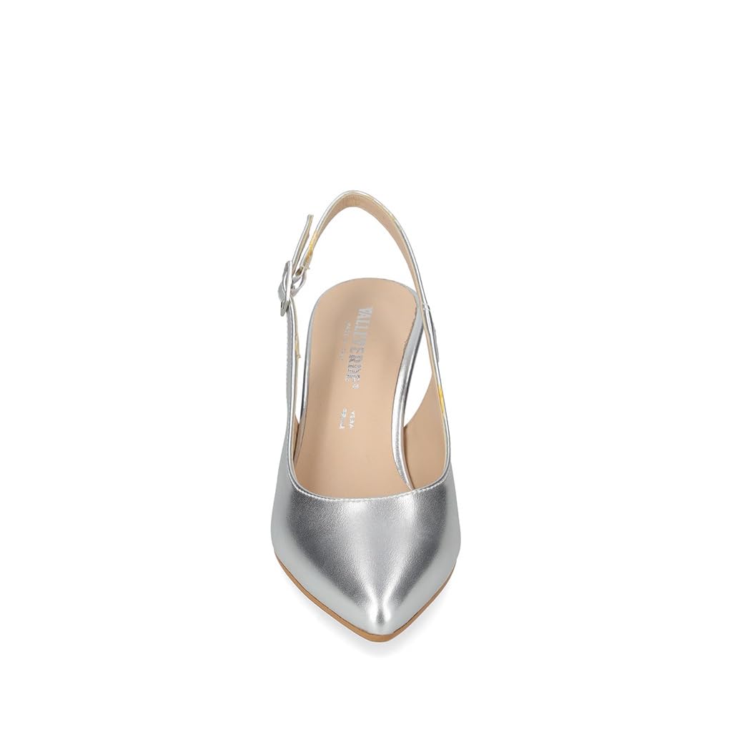 Valleverde 19101B Slingback Cerimonia Donna Pelle Laminata Tacco Stiletto 8Cm Suola Gomma