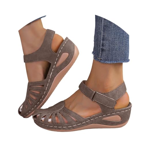 Closed Toe Sandals Women 2025,Orthopedic Wedge Sandals for Women Dressy Summer Comfortable Walking,Platforms for Women,Womens Closed Toe Sandals Comfortable Summer Wedge Shoes Non-Slip