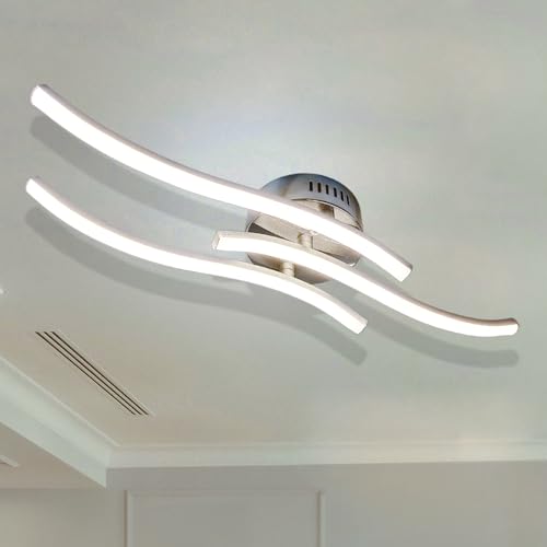 Sweier Lamparas de Techo Salon, Lámpara de techo LED, 22W 2200LM Lamparas LED para Techo Curvas 6000K Blanco Frío para Cocina Pasillo Pormitorio