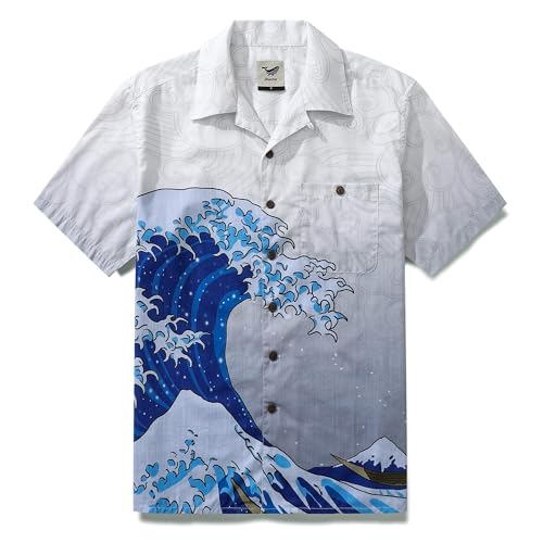 Tropical Hawaiian Shirt for Men Exotic Charm Print Cotton Button-Down Short Sleeve Aloha Shirt