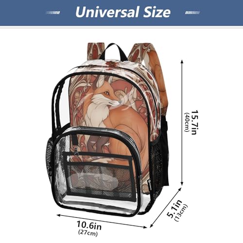 Fox Flower Clear Backpack Heavy Duty See Through Transparent PVC BookBag for Kids Boy Girl School Work4