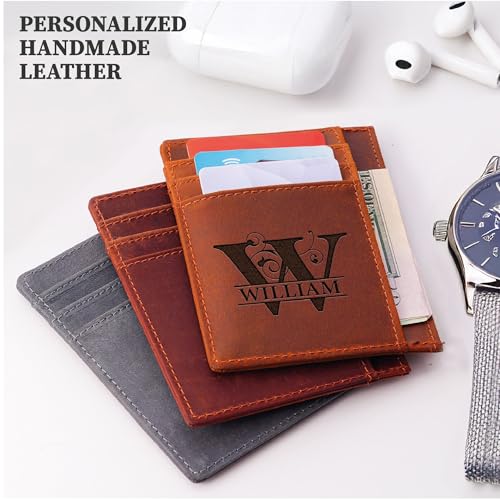 Mens Slim Wallet, Personalized Wallets for Men, Leather Card Holder, Custom Minimalist Credit Card Case, Gifts for Anniversary, Christmas, Fathers Day3