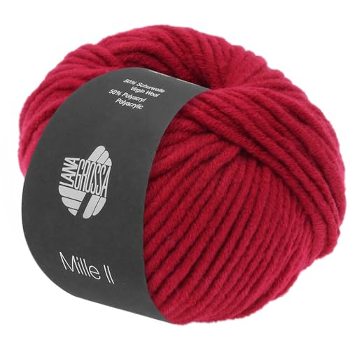 LANA GROSSA Mille II | Strapazierfähiges Mischgarn mit Merinowolle waschmaschinenfest | Handstrickgarn aus 50% Schurwolle & 50% Acryl | 50g Wolle zum Stricken & Häkeln | 55m Garn FB9