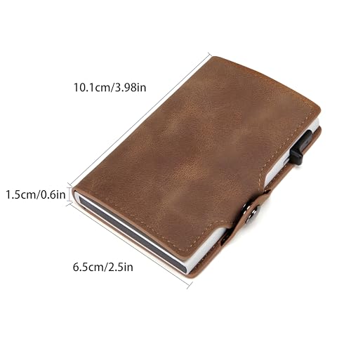 Personalized Slim Wallet for Men Leather Wallet Card Holder Custom Mens Wallet Smart Pop-up Credit Card Case Gifts for Men Husband Birthday Christmas Fathers Day Valentine (Deep Brown, Design 3)3
