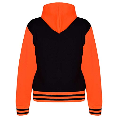 Kids Girls Boys R Fashion Baseball Black Neon Green Hooded Jacket Varsity Hoodie2