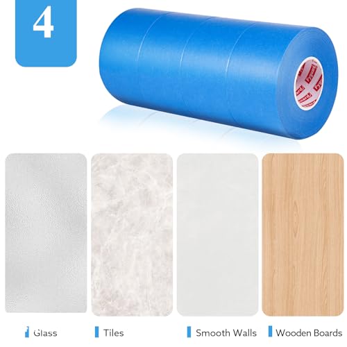 Image of 4 Rolls Painters Tape Blue Painters Tape 2 Inch Wide 1.89 in x 220 Yd Total